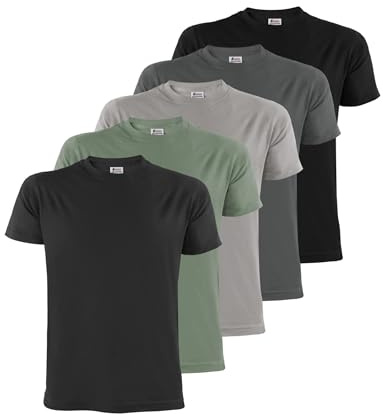 ALPIDEX Mens T-Shirts S-5XL Multipack 5 Basic Crew Neck 100% Cotton Casual | 175 g/m², Short Sleeve, Straight Fit, OEKO-TEX, Breathable, Machine Washable, Casual, Sport, Work, Basic, 100% Cotton