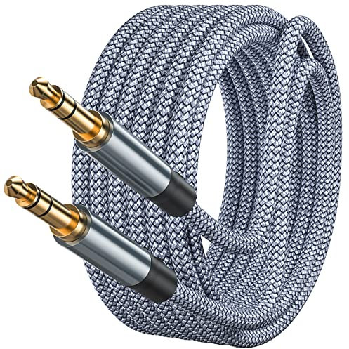 Txtcu Aux Kabel 3,5mm 15m, Klinkenkabel Stereo Audio Kabel Klinke auf Klinke Nylon Geflochtenes Hochwertige, für Kopfhörer, Auto, Handy, PC, Lautsprecher, Stereoanlagen, MP3-Player usw