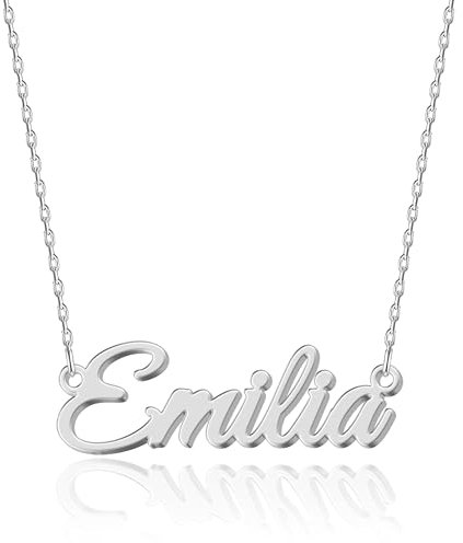 UMAGICBOX Personalisierte Namenskette mit Anhänger Emilia - Edelstahl Schmuck für Damen und Mädchen - Geschenk für Geburtstage, Jubiläen und Valentinstag