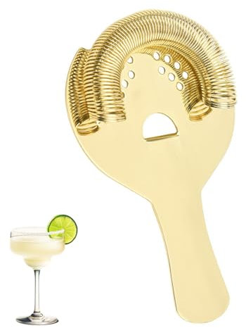 Sipoyen Passoire à cocktail dorée à 2 broches avec ressort amovible en acier inoxydable