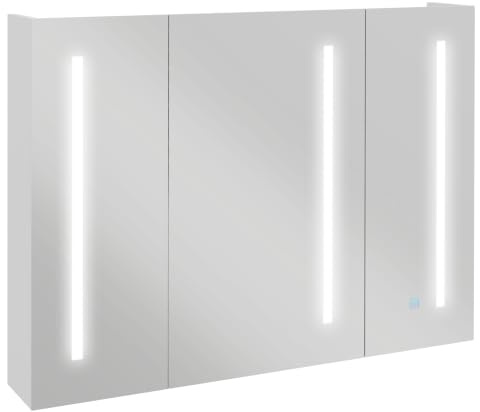 kleankin Armoire de toilette en MDF avec étagères réglables et éclairage LED 3 couleurs, miroir mural avec prise USB, 90x15x70 cm, blanc