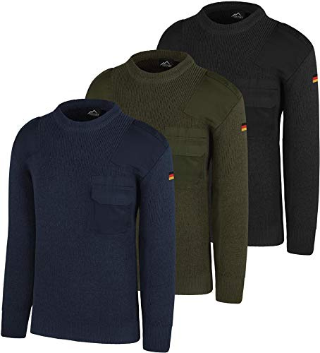 normani Bundeswehr Winterpullover aus Schurwolle nach Original TL mit Hoheitsabzeichen Deutschlandfahne BW Strickpullover Arbeitspullover