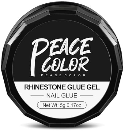 PEACECOLOR 5G Nail Art Rhinestone Crystal Glue Gel Soak Off Gel Clear No Wipe Adhesive Gems Diamonds Jewelry Gel Nail Polish Decoration Nails Art Design for Women Girls DIY Nail Beginner Salon