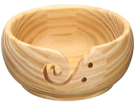 PATIKIL Wooden Yarn Bowls for Crocheting Bamboo Yarn Knitting Bowl Yarn Storage Bowls Yarn Holder Dispenser for Crocheting and Knitting, 6.7