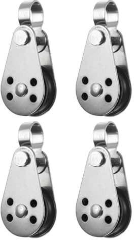 QUARKZMAN 4 Stück Marine Umlenkrolle 55mm Einzelrolle Block Nylon Seilrolle | 316 Edelstahl, Hänge Draht Schlepprad