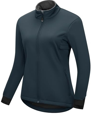 33,000ft Damen Fahhradjacke Wasserdichte Softshelljacke Winddichte Laufjacke Funktionsjacke Fleece Gefütterte Übergangsjacke Reflektierend Winter zum Radfahren, Laufen Dunkelblau S