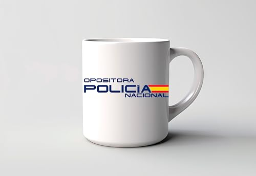 Genérico Taza Opositor Opositora Policía Nacional | Tazas de Cafe Ideal Regalos Originales para Mujer Hombre | Tazas Originales para Regalar Desayuno Ceramica Te Letras Grabadas 350Ml (Opositora)