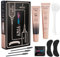 Libeauty Wimpernfarbe Schwarz, Augenbrauenfarbe mit Silikonwimpern Pads, Wimpern Färben Set, 2 in 1 Eyelash und Eyebrow Tint Kit, Der Salon-Effekt Hält 6 Wochen Lang An