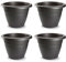 Acan Tradineur Lot de 4 pots ronds en terre cuite, fabriqués en plastique, convient pour extérieur et intérieur de la maison, Ø 25 cm, couleur anthracite