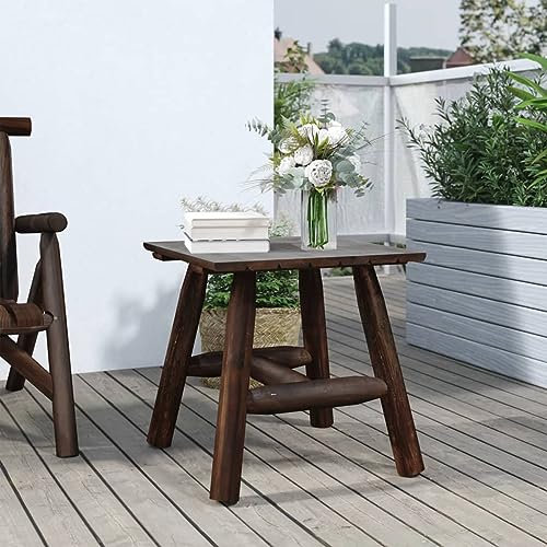 Gecheer Beistelltisch Couchtisch Balkontisch Holztisch Gartentisch Blumenhocker Gartenmöbel 49x49x50 cm Massivholz Fichte