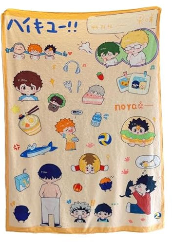 Xinnice Haikyuu!! Decke - Anime Druck - Flanell - Weiche Kuschelige Decken - Cartoon Picknickdecke - Wärmedecken für Sofas, Schlafzimmer, Büros (150 * 100cm)