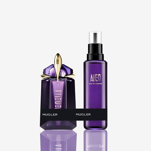 MUGLER Alien Eau de Parfum für Damen, Amberartig, holzig und blumig, Außergewöhnlicher Duft, Nachfüllbar, 60 ml + MUGLER Alien Eau de Parfum Refill, 100 ml