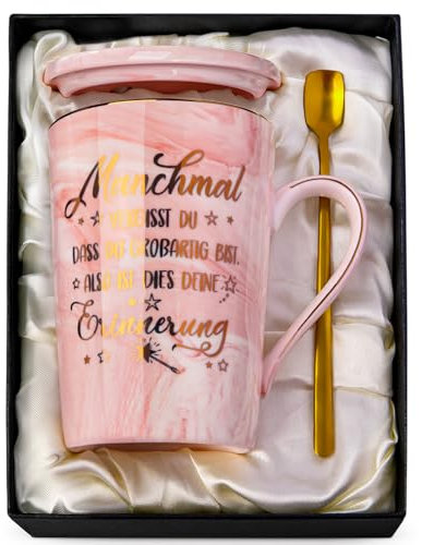 Biching Dankeschön Geschenke für Frauen Freundin Geburtstagsgeschenke für Frauen Mama Schwester Beste Freundin Personalisierte Geschenke 400ml Kaffeetasse aus Marmor Exquisite Geschenkbox