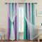 XiDi Rainbow Blackout Curtains 132cm Wide x 213cm Drop (52x84), Double Layer Star Cut-Out Voile for Sliding Door, Kids & Adult Bedroom Thermal Insulated, Green Blue Grey