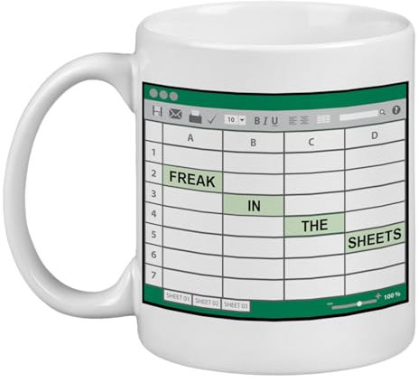 Excel Dictionary Freak in the Sheets 11 oz. Coffee Mug Funny Office Gift