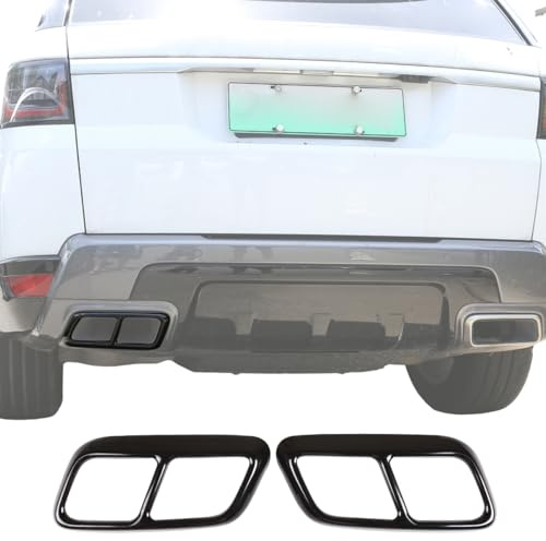 Glossy Black Quad Endrohr Rahmen Geeignet für Land Rover Range Rover Sport 2018 2019,2 Stück Edelstahl Auspuffblenden,Hinteren Auspuffrohrabdeckung Außenzubehör
