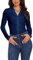 MISS MOLY Women's Blouses V-Neck Long Sleeve Ruched Tunic Tops - Formal and Casual Spring Shirts for Ladies Denim Blue