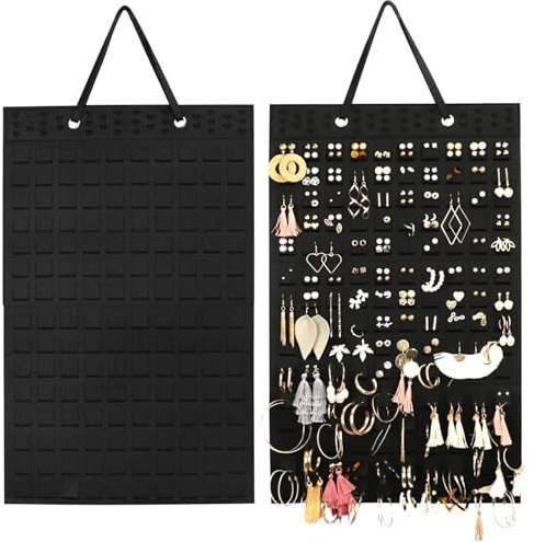 2 PCS Organizador Colgante Para Joyas Organizador de Joyas Soporte Tiene Capacidad Para Hasta 600 Pares Organizador de Joyas Plegable, Para Aretes, Broche Accesorios Collar en Armario, Pared, Puerta
