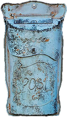 Briefkasten für die Haustür, Wandmontage, antiker Briefkasten aus Gusseisen mit Schloss, regensichere Briefkästen für den Außenbereich mit Schloss, Briefkasten aus Schmiedeeisen für den Außenbereich