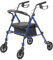 Panana Folding Rollator, Lightweight Mobility Walker with Padded Seat,Lockable Brake and Carry (15cm Wheels Blue)