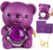 goldmiky Orsetto con Rosa, Orso con Rosa Eterna Confezione Regalo, Regalo Festa della Mamma, Regali per Lei Fidanzata,Regalo Anniversario per Lei(Viola)