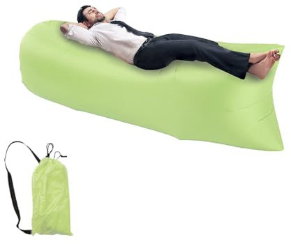 CAIJ Grün Aufblasbare Liege mit Tragetasche, Camping Sofa Tragbar Wasserdichtes Aufblasbares Sofa Air Lounger für Büro-Mittagspausen Hinterhof Musikfestivals Park-Freizeit und Strand