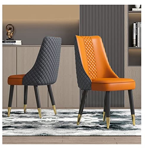 Mid Jahrhundert Moderne Orange Faux Leder Esszimmer Stuhl mit Extra Dick Gepolsterte Rückenlehne Stilvoller Gepolsterter Sitz für Küche und Esszimmer