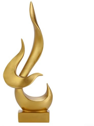 Dekorative Skulptur aus Kunstharz, Flamme für elegante Heim- und Büroumgebungen, einzigartiges abstraktes Design (Gold)