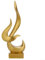 Dekorative Skulptur aus Kunstharz, Flamme für elegante Heim- und Büroumgebungen, einzigartiges abstraktes Design (Gold)