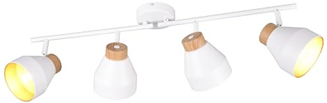 Reality Leuchten Spotleuchte Valentin R81924031, Metall Weiß matt, Holznachbildung, exkl. 4x E14