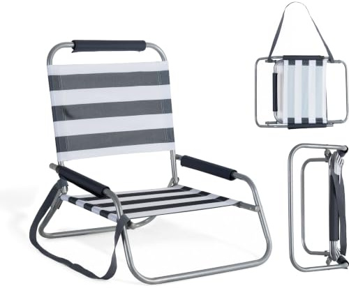 Stagecaptain CS-51 Strandstuhl Klappstuhl mit Schultergurt, Gewicht: 1 | Niedriger Klappstuhl mit Armlehnen, Sitzhöhe: ca. 15, Sitzbreite: 45 cm, Höhe Rückenlehne: 48 cm, Gesamthöhe: ca. 63 cm