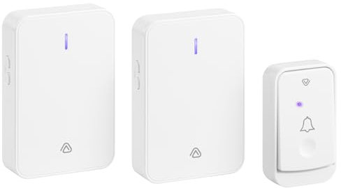Vlectro Extra Loud Doorbell – Wireless Battery Operated 2 Receiver – White Wireless Doorbell, Long Range, Easy Mounting – Door Bell for Deaf People, UPVC Doors and Hard of Hearing - (2, White)