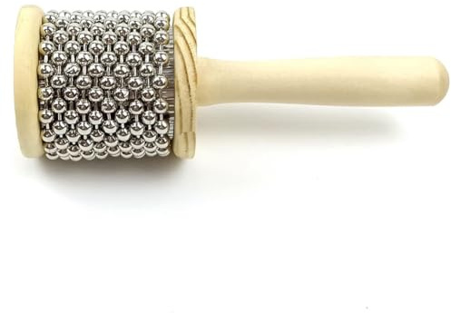 Harewtwy 1 Piece Diameter 11.5cm Wooden Hand Kabasa, Hand-Cranked Percussion Instrument with Metal Beads As Shown for Adult Band Music Education