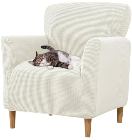 Wsetyy Armchair Covers Banquet Slipcovers, Non-Slip Armchair Slipcovers, Stretch Arm Chair Covers for Living Room Sofa Armchair Protector (Milky White)