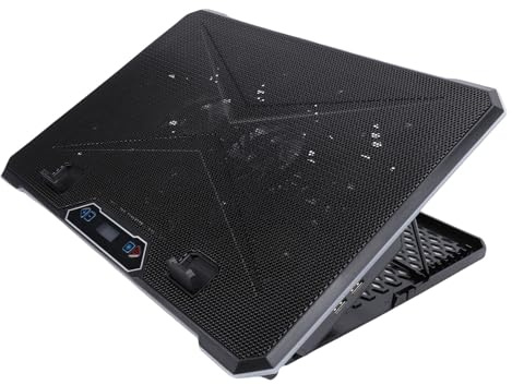 Vikye Laptop-Kühlpad, Tragbarer RGB-Licht-Laptop-Kühler mit Leisen Lüftern für 12–19-Zoll-Laptops, Höhenverstellbares Kühlständer-Zubehör (14 Fans)