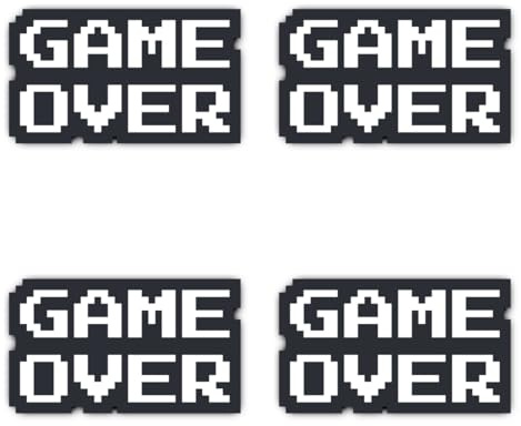Laminierte Aufkleber: 100 mm, 4 Stück - Game Over Pixel Gamer Sticker wetterfest