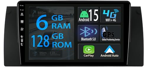 【6+128GB】 Keconsing Autorradio Android 15 de 9 Pulgadas Radio para BMW E39 1995-2003 7 Series E38 1994-2001 Carplay Car Play inalámbrico Navi Pantalla Navegación Reproductor Bluetooth Estéreo