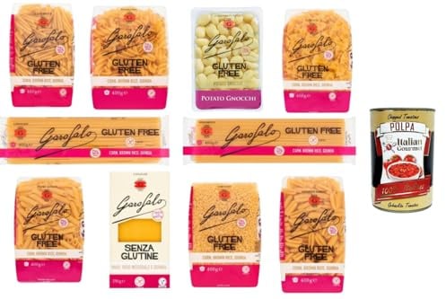 Italian Gourmet Glutenfreies Pasta Vorteilspack 10x500g Mix aus 10 Sorten Italienische Nudeln Vorratspack Familienpack Set für Zöliakie + Italian Gourmet Polpa