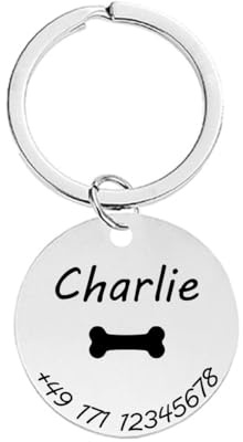 Hundemarke mit Gravur | Personalisiert mit Name | ⌀30 mm | Namensschild für Halsband | Dog Tag | Anhänger Marke für Hunde | mit Symbolauswahl | Tiermarke für Hunde, Katzen & Welpen | Edelstahl