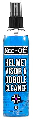 Muc-Off Pulisci Visiera Casco, Maschere e Occhiali, 250 ml - Spray Detergente per Casco e Occhiali da Moto e da Bicicletta Biodegradabile e Antibatterico