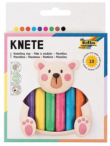 folia 261009 - Knete in leuchtenden Farben, 10 Stangen im Kartonetui, ca. 220 g