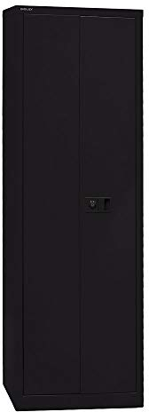BISLEY Flügeltürenschrank Universal, 4 Fachböden, 5 OH, B 600 mm, Metall, 633 Schwarz, 40 x 60 x 195 cm