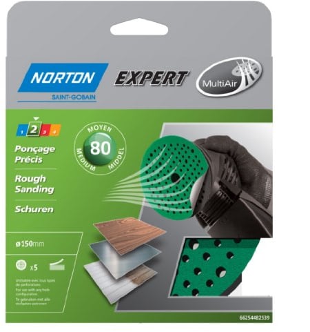 Norton Schleifscheiben Set von 5 selbstklebend Ø 150/Korn 80 multi-air
