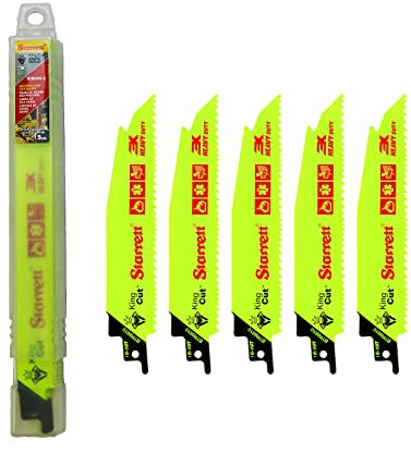 Starrett Bi-Metal Reciprocating Saw Blade - 5 Pieces BTR6610-5 King-Cut 150 mm/6 Inch 6-10TPI Unified Shank Heavy Duty Cutting - Compatible with Bosch Dewalt Makita & Many Others