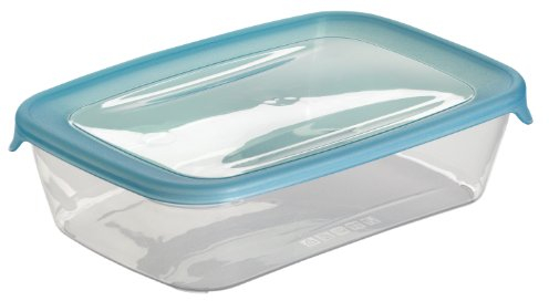 CURVER | Boite hermétique Fresh'n Go rectangulaire 1L, Transparent/Bleu, Foodkeepers OPP, 22,8x14,8x6,2 cm