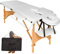 TecTake Table de Massage 2 Zones Pliante Cosmetique Lit de Massage Table Esthetique Tatouage Portable avec Repose Bras, Housse de Transport Incluse - Blanc