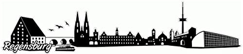 Samunshi® Regensburg Skyline Aufkleber Sticker Autoaufkleber City Gedruckt - 15x3,1cm schwarz