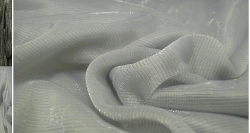 StoffBook WEIß/SILBER JERSEY STOFF GLANZ WIRKWARE NETZOPTIK STOFFE, C533