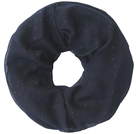 Lina & Lily Damen Loop Schal Rundschal Schlauchschal Glitzer (Navy Blau)