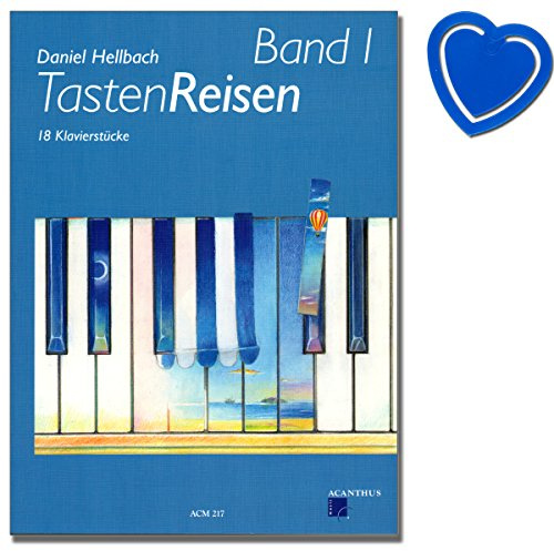 Tastenreisen Band 1-18 Klavierstücke von Daniel Hellbach (für Schülerinnen und Schüler bereits im ersten Unterrichtsjahr) - mit bunter herzförmiger Notenklammer